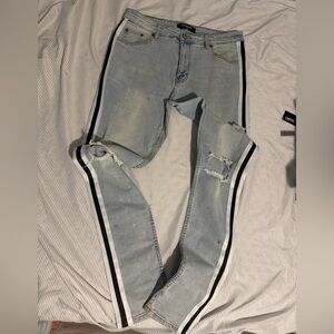 Serenede Light Blue Jeans with Black Stripes